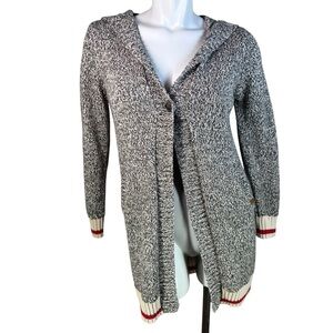 Genuine Roots Cabin Cotton Blend Gray & White Hooded One Button Sweater XL Child